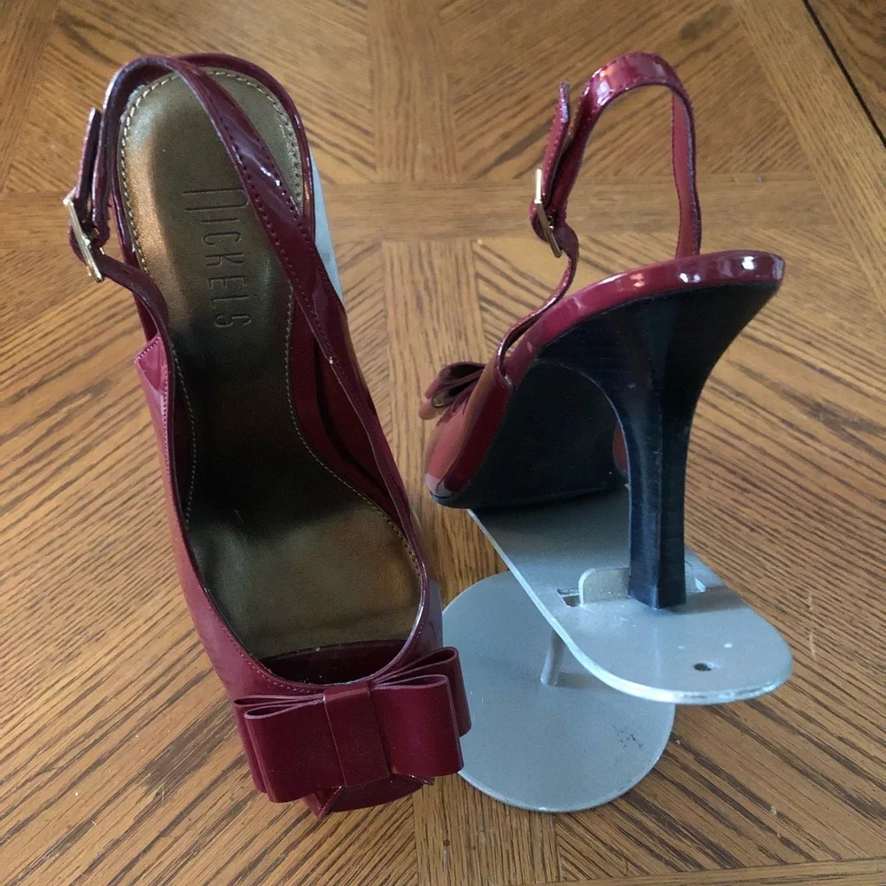 Bordeaux Patent Leather Sling-Back Heels